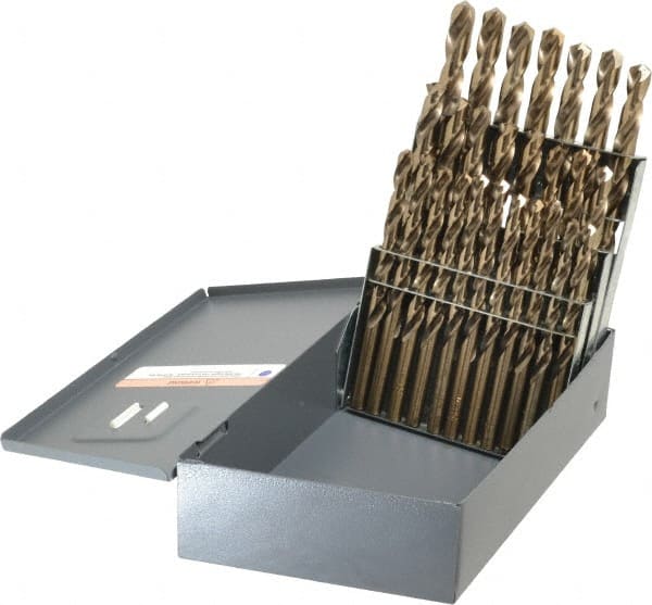 Hertel - 135° Point, Bright Finish, Cobalt Jobber Length Drill Bit Set - Exact Tool & Supply