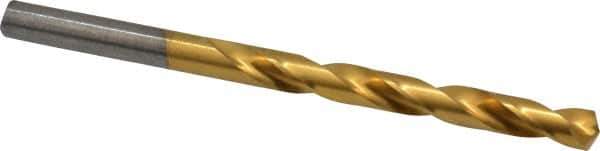 Hertel - Letter K 135° High Speed Steel Jobber Drill - TiN Finish, Right Hand Cut, Spiral Flute, Straight Shank, 4-1/4" OAL, Split Point - Exact Tool & Supply