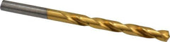Hertel - Letter K 135° High Speed Steel Jobber Drill - TiN Finish, Right Hand Cut, Spiral Flute, Straight Shank, 4-1/4" OAL, Split Point - Exact Tool & Supply
