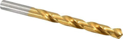 Hertel - Letter X 135° High Speed Steel Jobber Drill - TiN Finish, Right Hand Cut, Spiral Flute, Straight Shank, 5-1/8" OAL, Split Point - Exact Tool & Supply