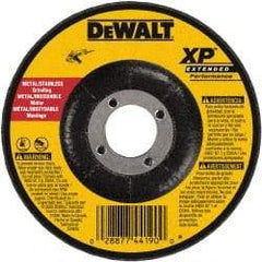 DeWALT - 24 Grit, 7" Wheel Diam, 1/4" Wheel Thickness, 7/8" Arbor Hole, Type 27 Depressed Center Wheel - Zirconia Alumina, Resinoid Bond, 8,700 Max RPM, Compatible with Angle Grinder - Exact Tool & Supply