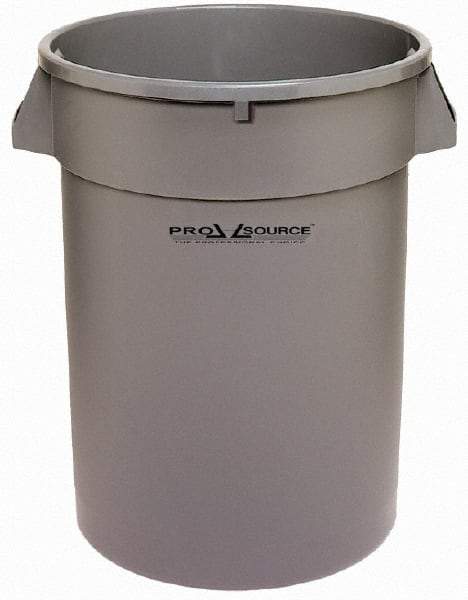 PRO-SOURCE - 32 Gal Gray Round Trash Can - Polyethylene, 27-3/4" High - Exact Tool & Supply