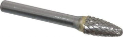 SGS Pro - 3/8" Cut Diam, 1/4" Shank Diam, Tree with Radius Head Double Cut Burr - Carbide, Radius End, 3/4" LOC, 2-1/2" OAL - Exact Tool & Supply