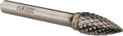 SGS Pro - 3/8" Cut Diam, 1/4" Shank Diam, Tree Head Double Cut Burr - Carbide, Point End, 3/4" LOC, 2-1/2" OAL - Exact Tool & Supply