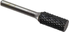 SGS Pro - 1/2" Cut Diam, 1/4" Shank Diam, Cylinder Head Double Cut Burr - Carbide, Flat End, 1" LOC, 2-3/4" OAL - Exact Tool & Supply