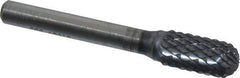 SGS Pro - 3/8" Cut Diam, 1/4" Shank Diam, Cylinder with Radius Head Double Cut Burr - Carbide, Radius End, 3/4" LOC, 2-1/2" OAL - Exact Tool & Supply