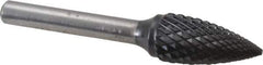 SGS Pro - 1/2" Cut Diam, 1/4" Shank Diam, Tree Head Double Cut Burr - Carbide, Point End, 1" LOC, 2-3/4" OAL - Exact Tool & Supply
