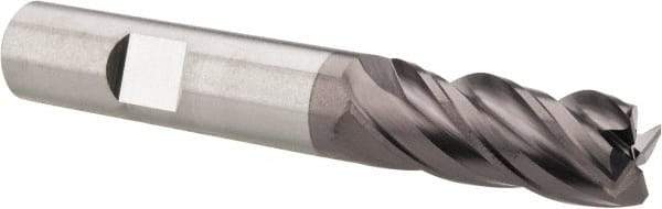 SGS - 1/2", 4 Flute, Single End, Solid Carbide, 0.03" Corner Radius End Mill - 3-1/4" OAL, Right Hand Flute, 1-1/4" LOC, Right Hand Cut - Exact Tool & Supply