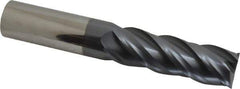SGS - 1", 3" LOC, 1" Shank Diam, 6" OAL, 4 Flute, Solid Carbide Square End Mill - Single End, AlTiN Finish, Spiral Flute, 38° Helix, Centercutting, Right Hand Cut, Right Hand Flute, Series 7 - Exact Tool & Supply