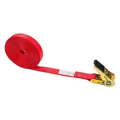 US Cargo Control - Slings & Tiedowns (Load-Rated); Type: Ratchet Tie Down ; Length (Feet): 20 ; Basket Capacity (Lb.): 500 ; Material: Polyester ; Color: Red - Exact Tool & Supply
