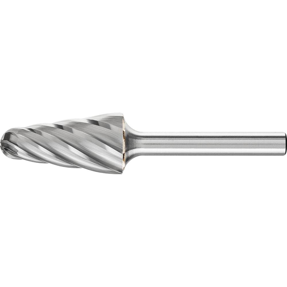 PFERD - SL-3, 3/8" Cut Diam, 1/4" Shank Diam, Carbide End Cut Aluma Cut Taper with Radius End Burr - Exact Tool & Supply