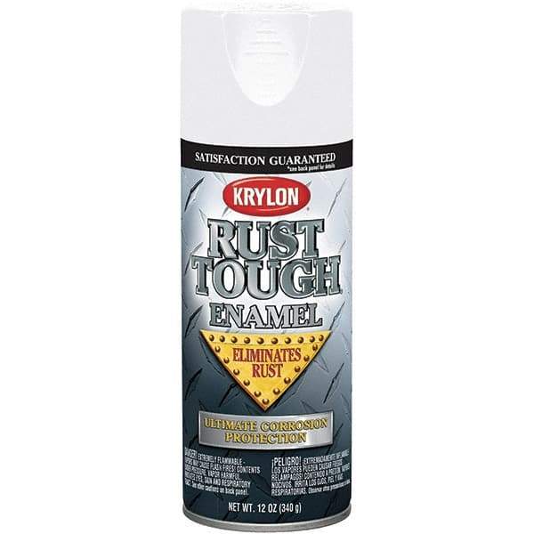 Krylon - White, Gloss, Rust Proof Enamel Spray Paint - 25 Sq Ft per Can, 12 oz Container, Use on Wood, Metal - Exact Tool & Supply
