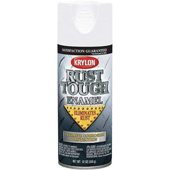 Krylon - White, Gloss, Rust Proof Enamel Spray Paint - 25 Sq Ft per Can, 12 oz Container, Use on Wood, Metal - Exact Tool & Supply