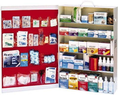 Medique - 1,500 Piece, 150 Person, Industrial First Aid Kit - 19-1/4" Wide x 28-1/2" Deep x 6" High, Metal Cabinet - Exact Tool & Supply