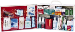 Medique - 900 Piece, 75 Person, Industrial First Aid Kit - 15-1/4" Wide x 10-1/2" Deep x 4-3/4" High, Metal Cabinet - Exact Tool & Supply
