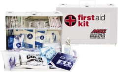 Medique - 150 Piece, 25 Person, Industrial First Aid Kit - 11" Wide x 7-1/2" Deep x 2-1/2" High, Metal Case - Exact Tool & Supply