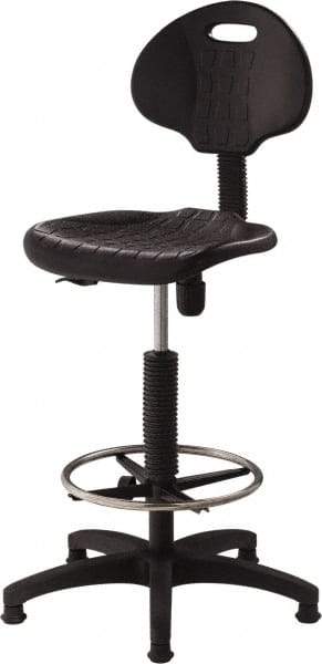 NPS - 18 Inch Wide x 17 Inch Deep x 39 to 47 Inch High, Plastic Base, Polyurethane Chair - Polyurethane Seat, Black - Exact Tool & Supply