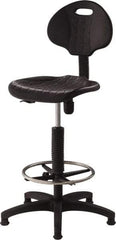 NPS - 18 Inch Wide x 17 Inch Deep x 39 to 47 Inch High, Plastic Base, Polyurethane Chair - Polyurethane Seat, Black - Exact Tool & Supply