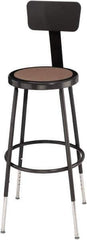 NPS - 14 Inch Wide x 14 Inch Deep x 25 to 32-1/2 Inch High, Steel Base, Adjustable Height Stool - Hardboard Seat, Black - Exact Tool & Supply