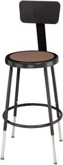 NPS - 14 Inch Wide x 14 Inch Deep x 19 to 26-1/2 Inch High, Steel Base, Adjustable Height Stool - Hardboard Seat, Black - Exact Tool & Supply