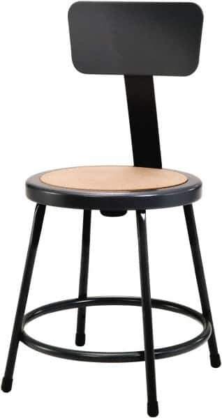 NPS - 18 Inch High, Stationary Fixed Height Stool with Adjustable Height Backrest - 14 Inch Deep x 14 Inch Wide, Hardboard Seat, Black - Exact Tool & Supply