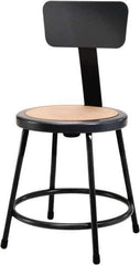 NPS - 18 Inch High, Stationary Fixed Height Stool with Adjustable Height Backrest - 14 Inch Deep x 14 Inch Wide, Hardboard Seat, Black - Exact Tool & Supply