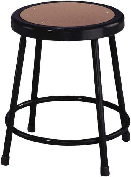 NPS - 18 Inch High, Stationary Fixed Height Stool - 14 Inch Deep x 14 Inch Wide, Hardboard Seat, Black - Exact Tool & Supply