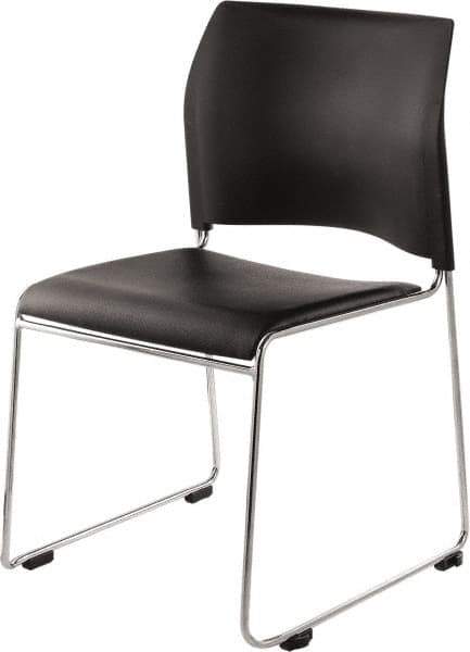 NPS - Vinyl Black Stacking Chair - Chrome Frame, 20" Wide x 19-1/4" Deep x 30" High - Exact Tool & Supply