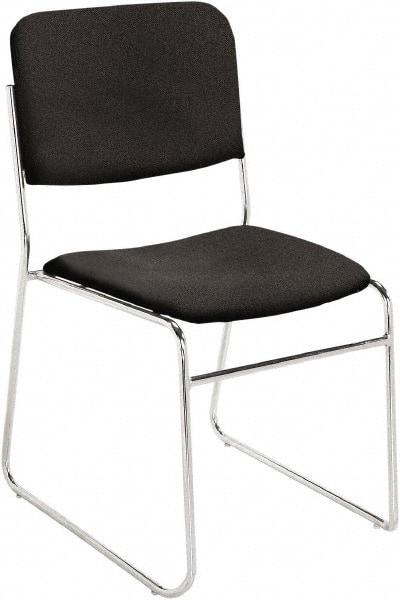 NPS - Fabric Black Stacking Chair - Chrome Frame, 19" Wide x 21" Deep x 33" High - Exact Tool & Supply