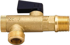 PRO-SOURCE - 3/8 x 1/2" Pipe, NPT Port, Brass Filter Ball Valve - Inline - One Way Flow, NPT Ends, Wedge Handle, 725 WOG - Exact Tool & Supply