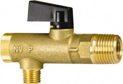 PRO-SOURCE - 3/8" Pipe, NPT Port, Brass Filter Ball Valve - Inline - One Way Flow, MNPT x FNPT Ends, Wedge Handle, 725 WOG - Exact Tool & Supply