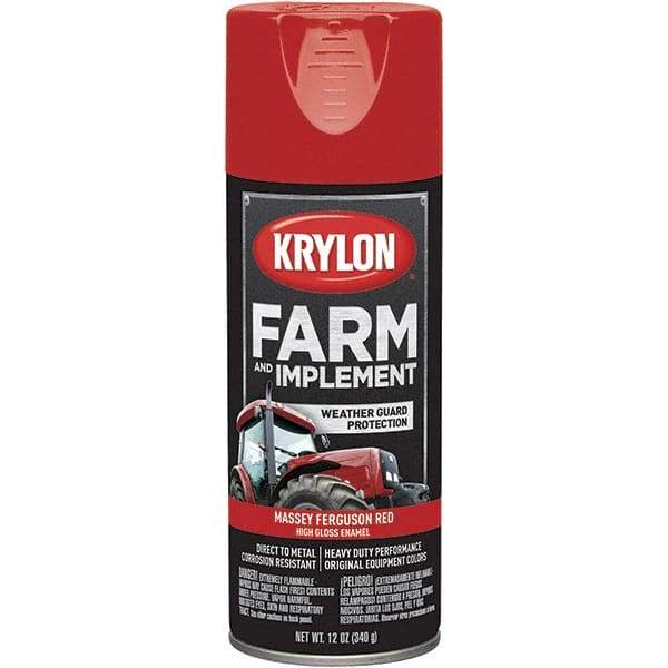 Krylon - Red (Massey Ferguson), 12 oz Net Fill, Gloss, Farm & Equipment Spray Paint - 12 oz Container, Use on Equipment - Exact Tool & Supply