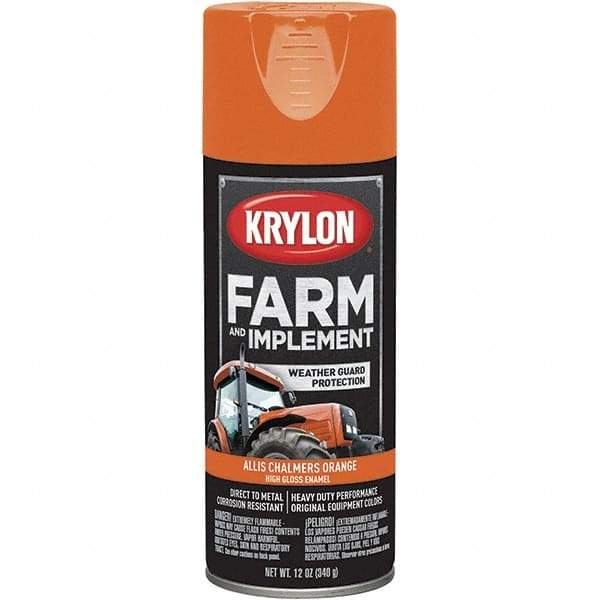 Krylon - Orange (Allis Chalmers), 12 oz Net Fill, Gloss, Farm & Equipment Spray Paint - 12 oz Container, Use on Equipment - Exact Tool & Supply