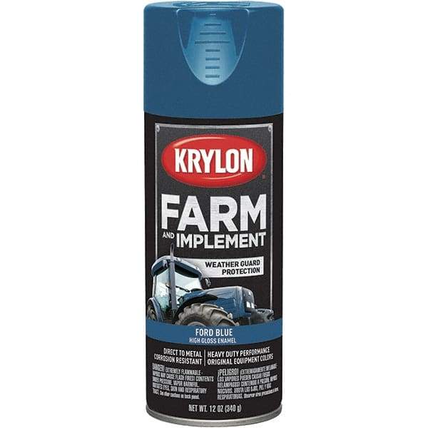 Krylon - Blue (Ford), 12 oz Net Fill, Gloss, Farm & Equipment Spray Paint - 12 oz Container, Use on Equipment - Exact Tool & Supply