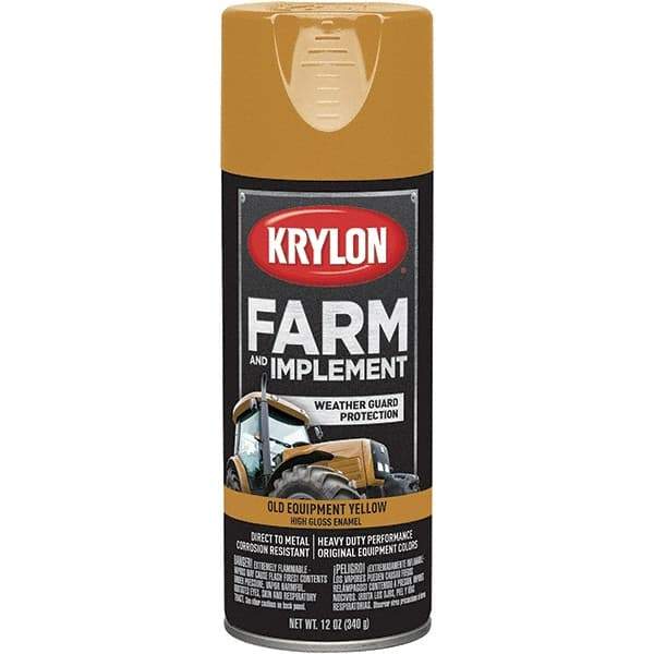 Krylon - Yellow (Caterpillar Old), 12 oz Net Fill, Gloss, Farm & Equipment Spray Paint - 12 oz Container, Use on Equipment - Exact Tool & Supply