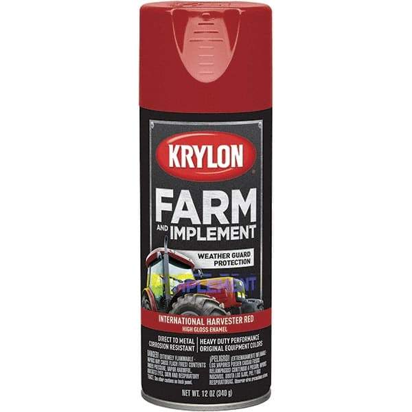 Krylon - Red (International Harvester), 12 oz Net Fill, Gloss, Farm & Equipment Spray Paint - 12 oz Container, Use on Equipment - Exact Tool & Supply