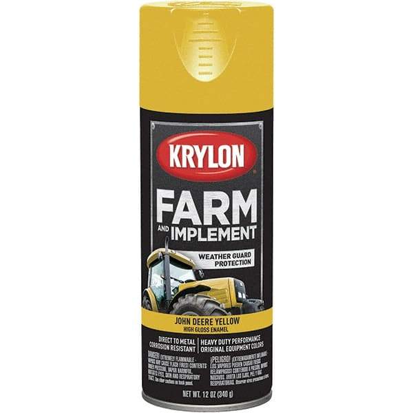 Krylon - Yellow (John Deere), 12 oz Net Fill, Gloss, Farm & Equipment Spray Paint - 12 oz Container, Use on Equipment - Exact Tool & Supply
