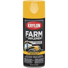 Krylon - Yellow, 12 oz Net Fill, Gloss, Farm & Equipment Spray Paint - 12 oz Container, Use on Equipment - Exact Tool & Supply