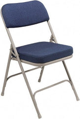 NPS - 18" Wide x 20-3/4" Deep x 32" High, Steel & Fabric Folding Chair with Fabric Padded Seat - Blue - Exact Tool & Supply