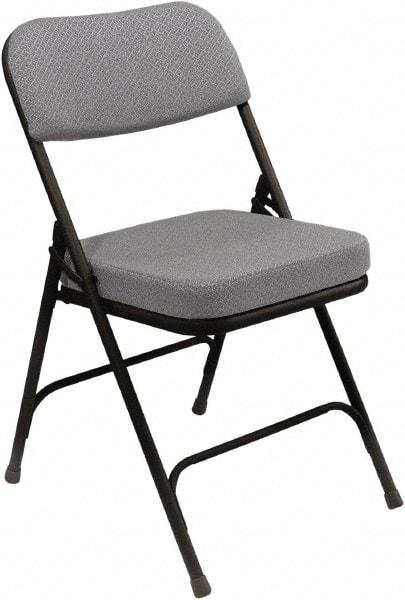 NPS - 18" Wide x 20-3/4" Deep x 32" High, Steel & Fabric Folding Chair with Fabric Padded Seat - Grey - Exact Tool & Supply
