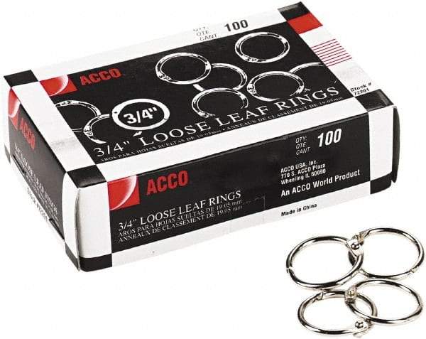 ACCO - 3/4", Book Rings - Steel, Silver - Exact Tool & Supply