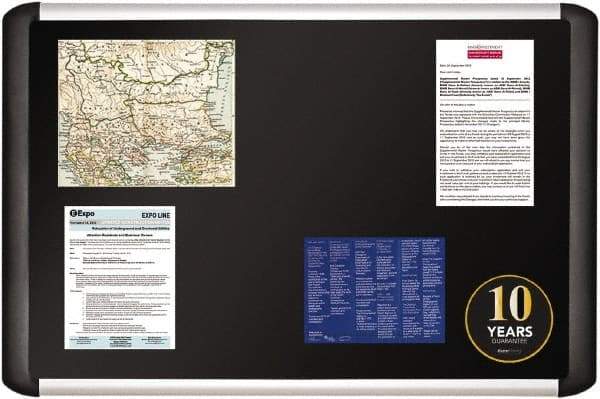 MasterVision - 24.41" Wide x 40.16" High Cork Bulletin Board - Fabric, Black - Exact Tool & Supply