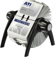 DURABLE - Black/Silver Open Rotary Business Card File - Plastic - Exact Tool & Supply