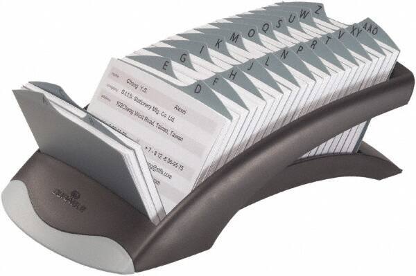 DURABLE - Graphite & Black Open Tray Address Card File - Plastic - Exact Tool & Supply