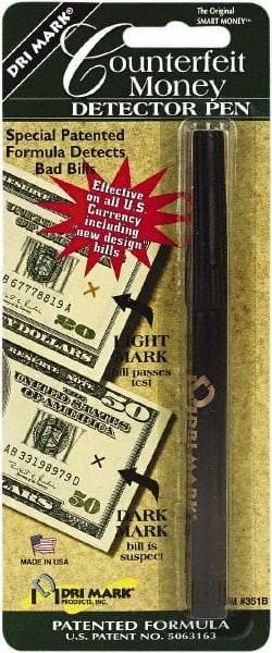 Dri-Mark - Black Counterfeit Detector Marker - Felt Tip, Chemically Sensitive Ink - Exact Tool & Supply