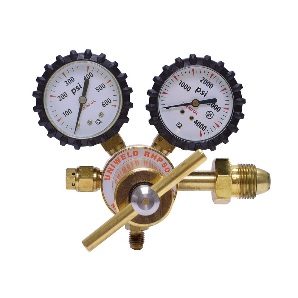 Made in USA - Welding Regulators; Gas Type: Nitrogen ; CGA Inlet Connection: 580 ; Fitting Type: Male ; Maximum Pressure (psi): 4000.00 ; Thread Size: SAE Flare ; Rotation: Clockwise - Exact Tool & Supply