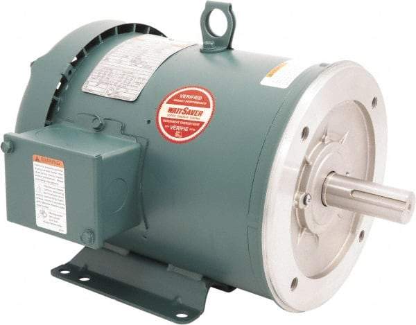 Leeson - 3 Max hp, 1,800 Max RPM, Premium Efficient Electric AC DC Motor - 230/460 V Input, Three Phase, 182TC Frame, C-Face with Base Mount, TEFC Enclosure - Exact Tool & Supply