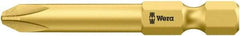 Wera - #1, Hex Drive Phillips Power Screwdriver Bit - 1/4" Drive, 2" OAL - Exact Tool & Supply