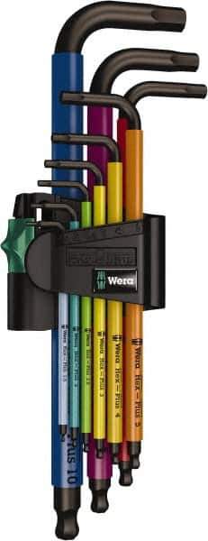 Wera - 9 Piece L-Key Hex Key Set - Hex Range 1.5 to 10mm - Exact Tool & Supply