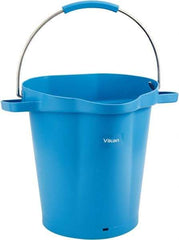 Vikan - 5 Gal, 18" High, Polypropylene Round Blue Single Pail with Pour Spout - Handle Included, 15.4mm Top Length x 18.9" Top Width x 18.9" Top Diam - Exact Tool & Supply